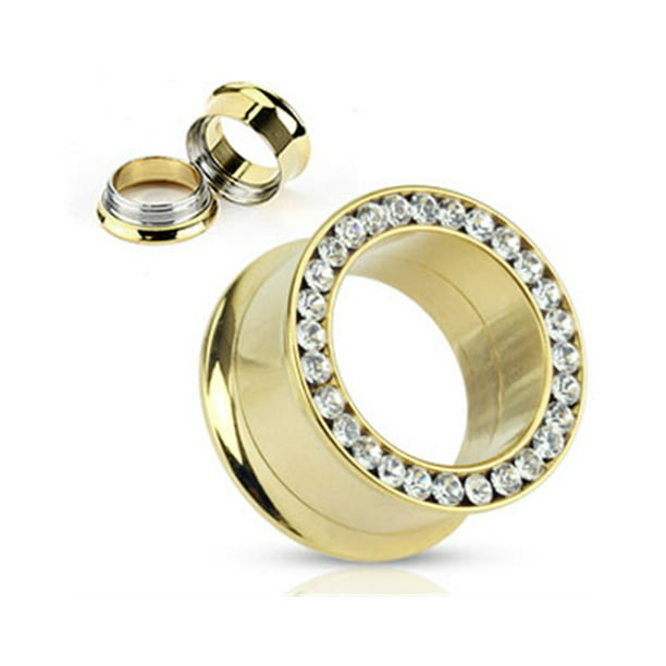 Ear Piercing Jewellery Flesh Tunnel Eyelet with Thin Rim Steel 2,5-12mm Thick
